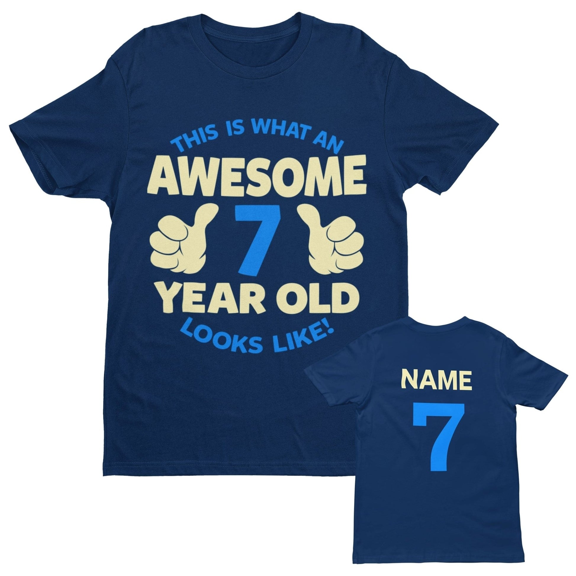 PERSONALISED Boys 7th BirthdayPERSONALISED Boys 7th Birthday T Shirt Awesome 7 Year Old NAME AND AGE