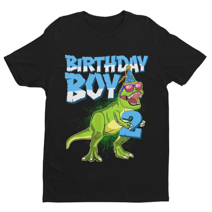 Personalised Boys Cute 2nd Birthday Dinosaur T-Shirt Name / Age On Back T-Shirt Gift