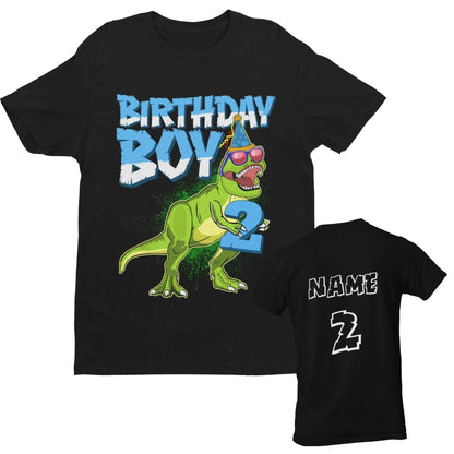 Personalised Boys Cute 2nd Birthday Dinosaur T-Shirt Name / Age On Back T-Shirt Gift