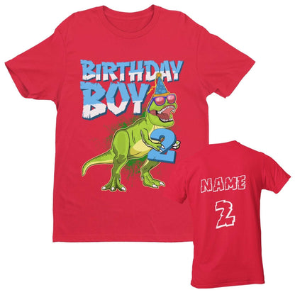 Personalised Boys Cute 2nd Birthday Dinosaur T-Shirt Name / Age On Back T-Shirt Gift