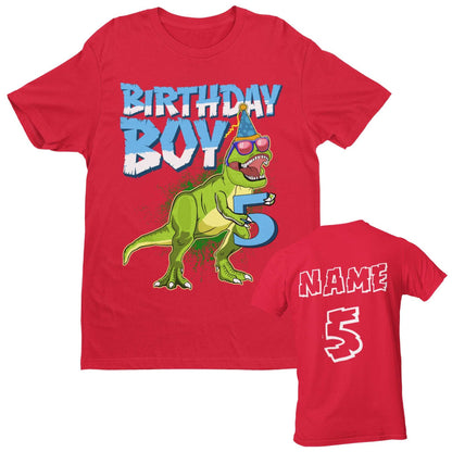 Personalised Boys Cute 5th Birthday Dinosaur T-Shirt Name / Age On Back T-Shirt Gift