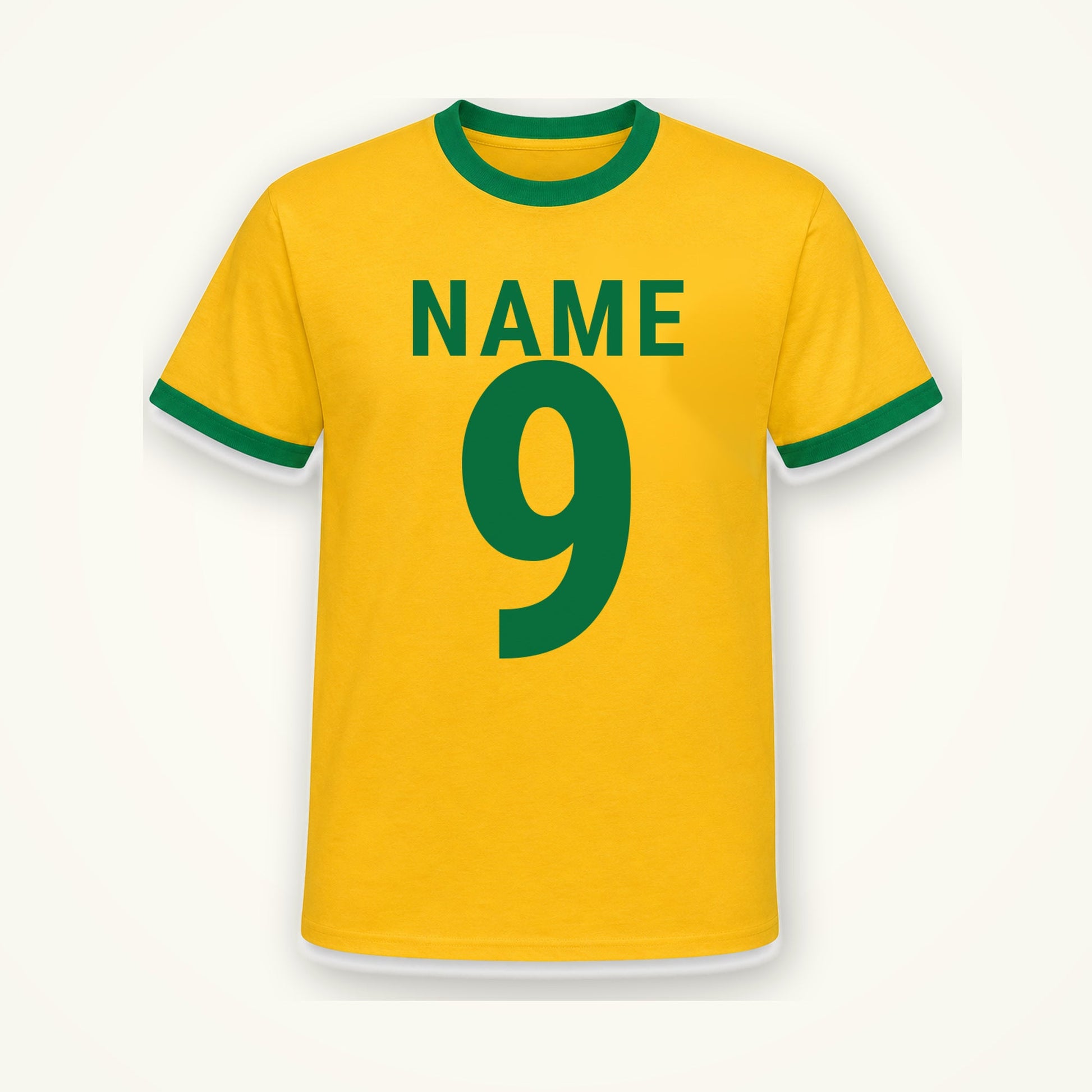 Personalised Brazil Country Ringer T-Shirt – Custom Name & Number Back Print