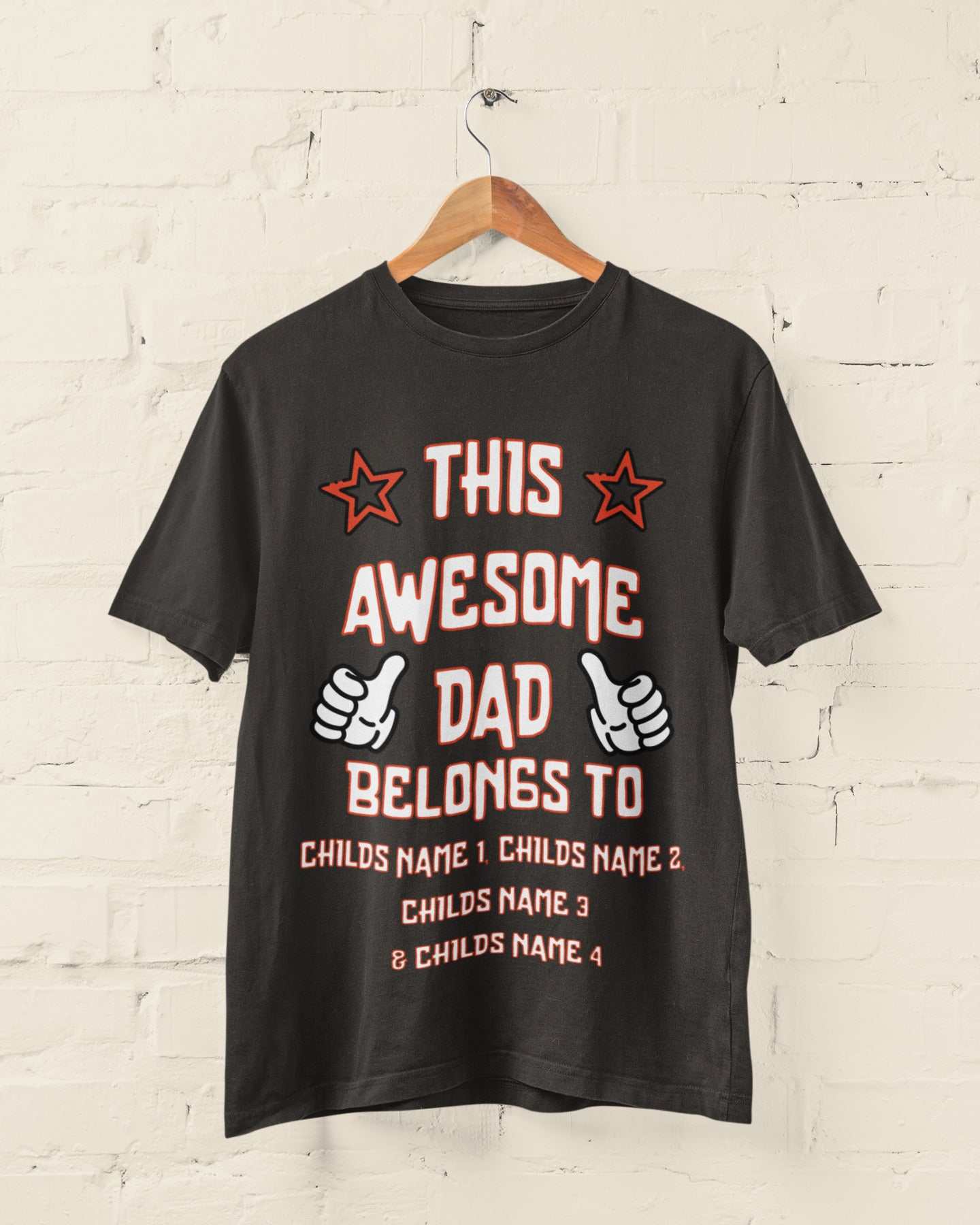 Personalised Dad T-Shirt "This Awesome Dad Belongs To" Add Kids'' Names Gift T-Shirt