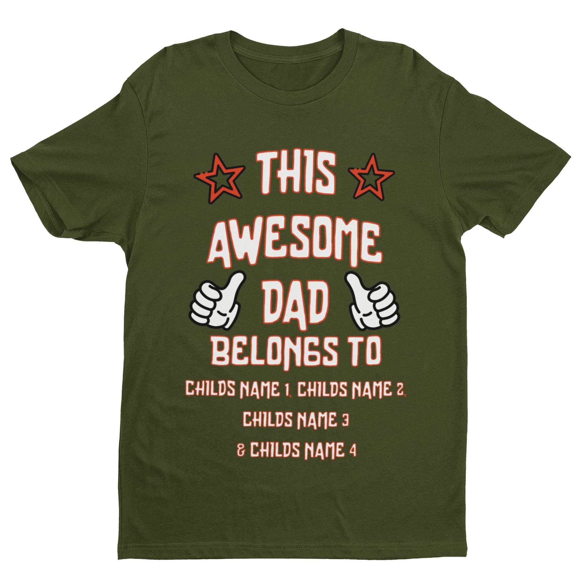 Personalised Dad T-Shirt "This Awesome Dad Belongs To" Add Kids'' Names Gift T-Shirt