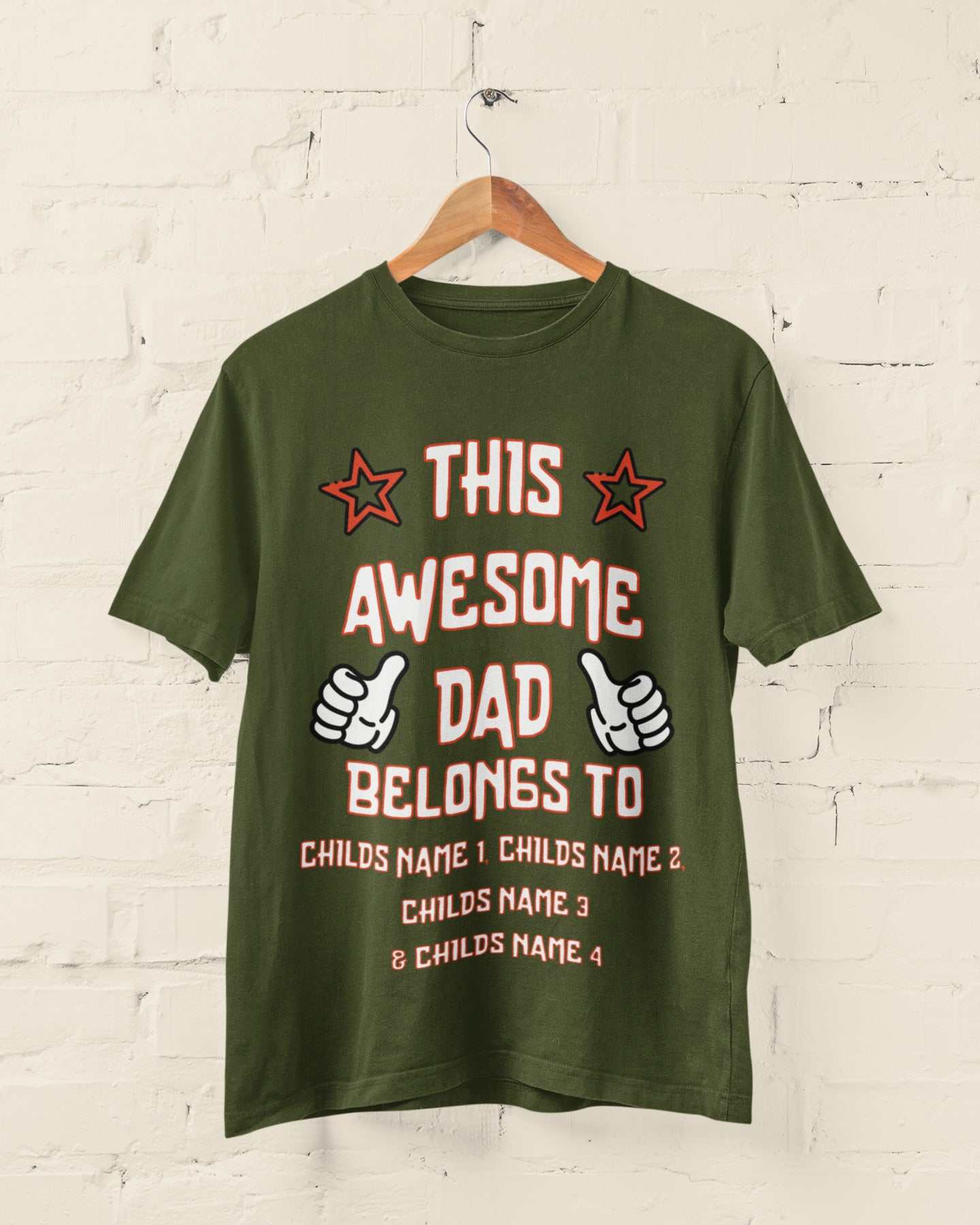 Personalised Dad T-Shirt "This Awesome Dad Belongs To" Add Kids'' Names Gift T-Shirt