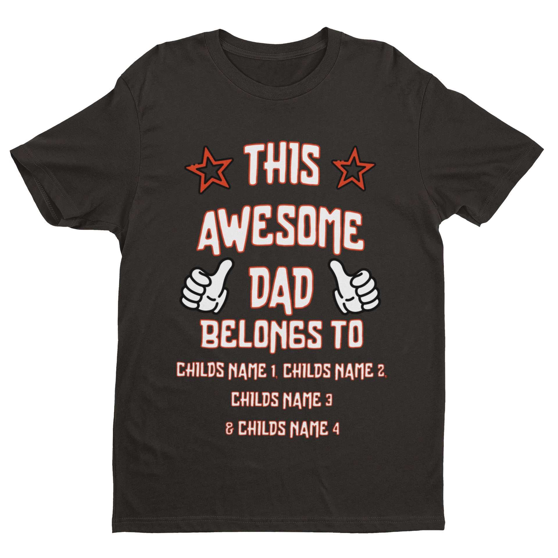 Personalised Dad T-Shirt "This Awesome Dad Belongs To" Add Kids'' Names Gift T-Shirt