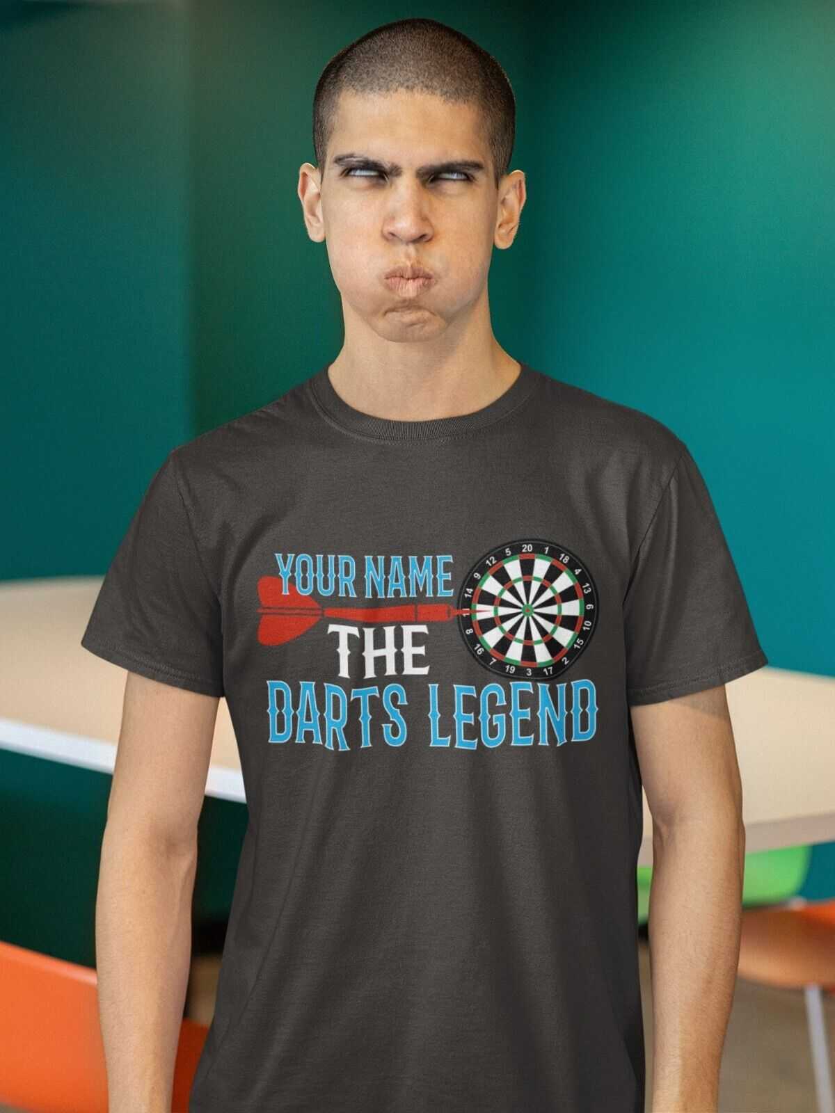 Personalised Darts T-Shirt YOUR NAME The DARTS LEGEND Gift Oche Player Pub T-Shirt