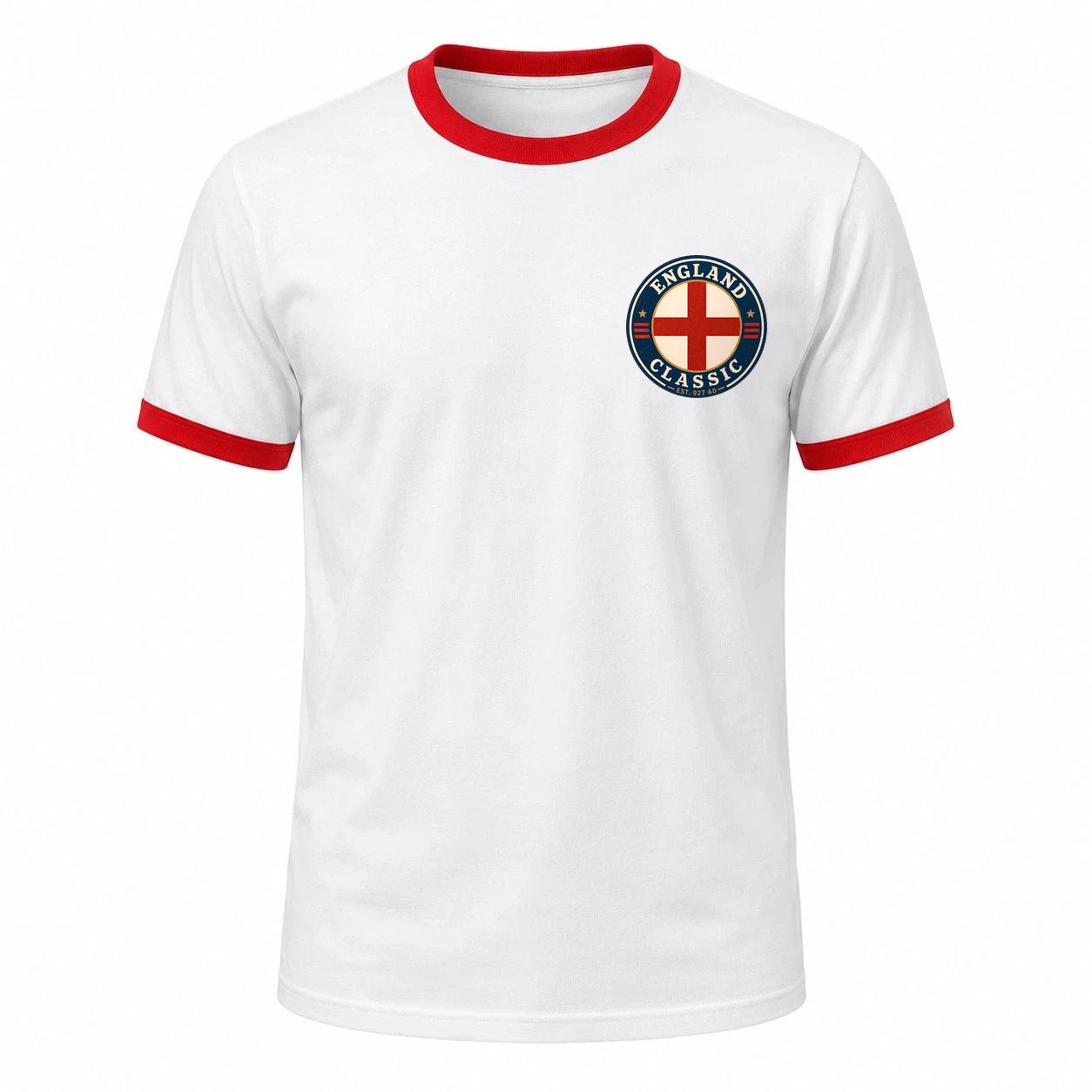 Personalised England Country Ringer T-Shirt – Custom Name & Number Back Print