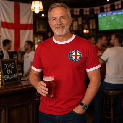 Personalised England Country Ringer T-Shirt – Custom Name & Number Back Print
