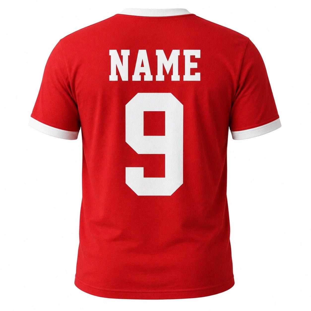 Personalised England Country Ringer T-Shirt – Custom Name & Number Back Print