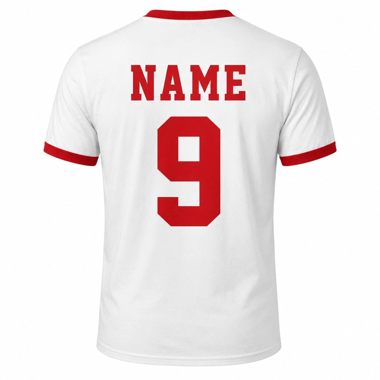 Personalised England Country Ringer T-Shirt – Custom Name & Number Back Print