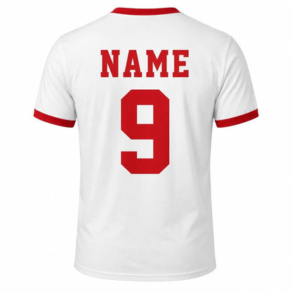 Personalised England Country Ringer T-Shirt – Custom Name & Number Back Print