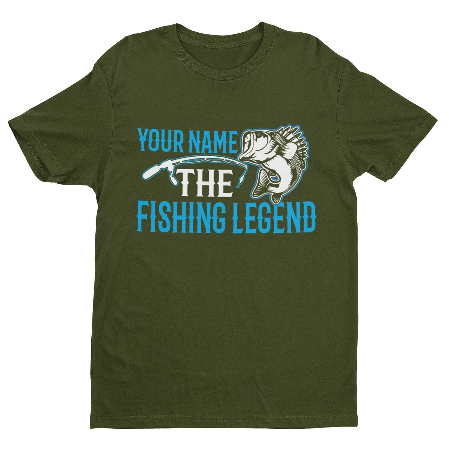 Personalised Fishing T-Shirt YOUR NAME The FISHING LEGEND Gift Dad Angler T-Shirt