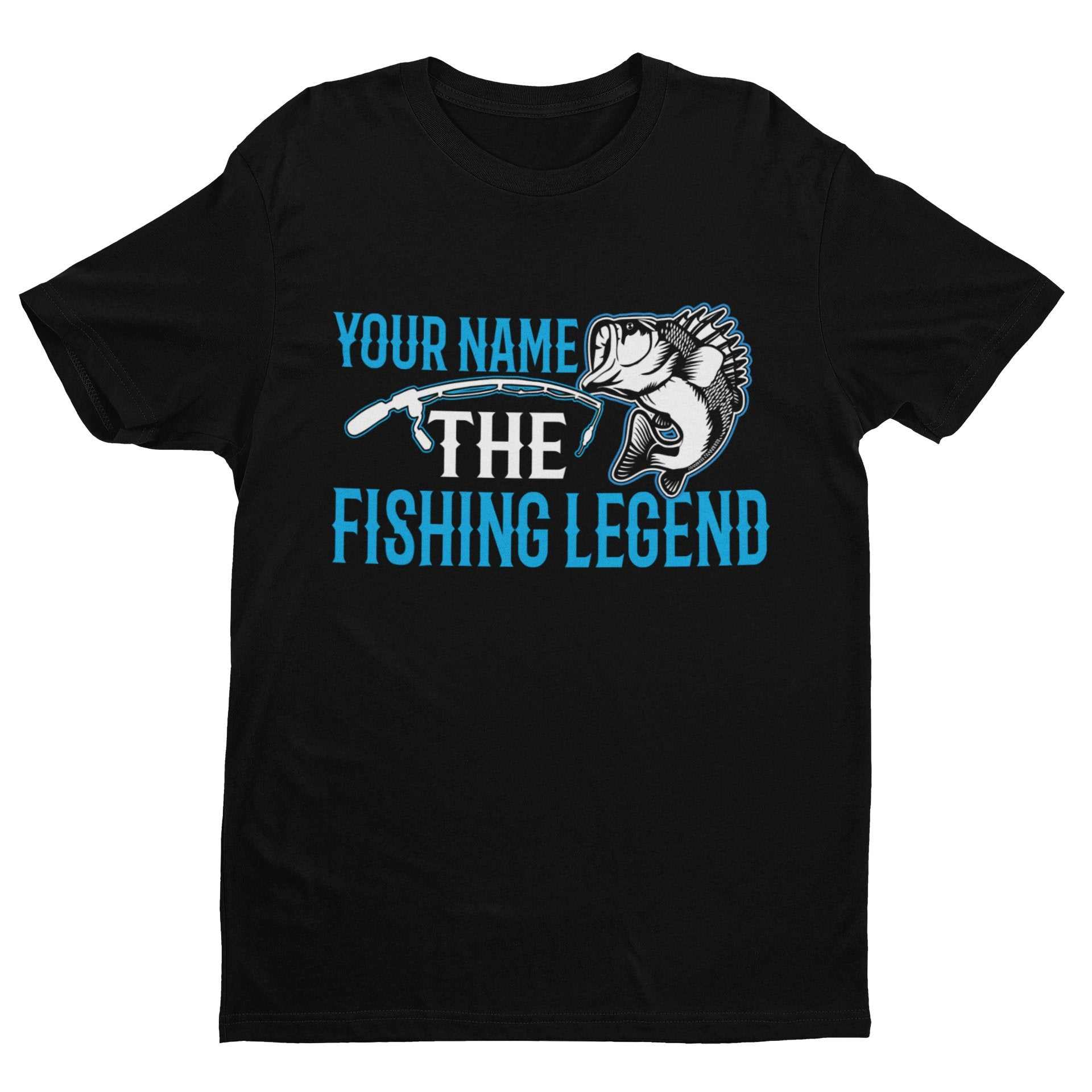 Personalised Fishing T-Shirt YOUR NAME The FISHING LEGEND Gift Dad Angler T-Shirt
