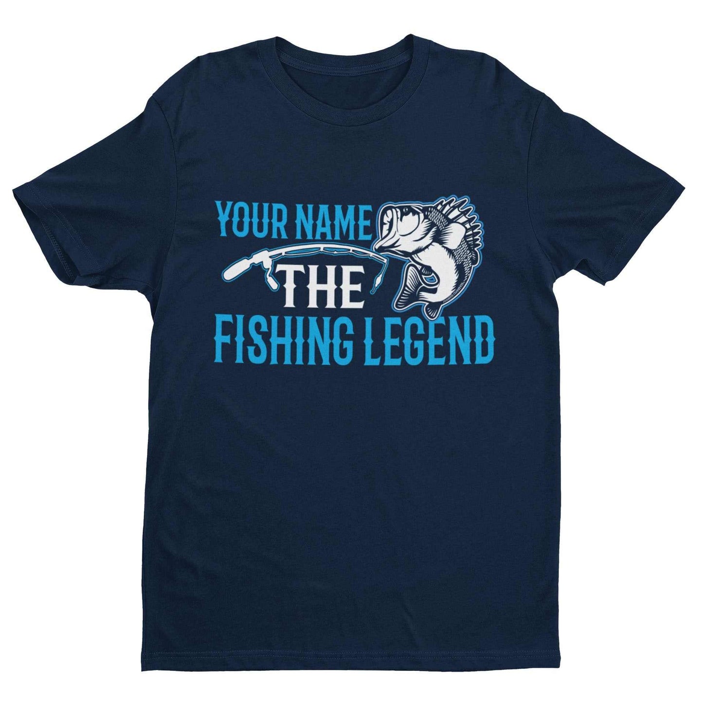 Personalised Fishing T-Shirt YOUR NAME The FISHING LEGEND Gift Dad Angler T-Shirt