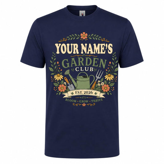 Personalised Garden Club T-Shirt Men’s Gardening Gift Custom Name Year Gardener Plant Lover T-Shirt