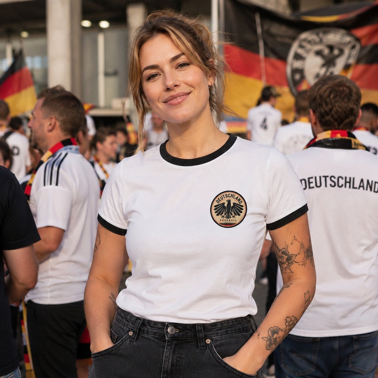 Personalised Germany Country Ringer T-Shirt – Custom Name & Number Back Print