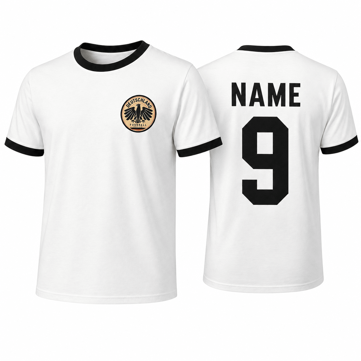 Personalised Germany Country Ringer T-Shirt – Custom Name & Number Back Print