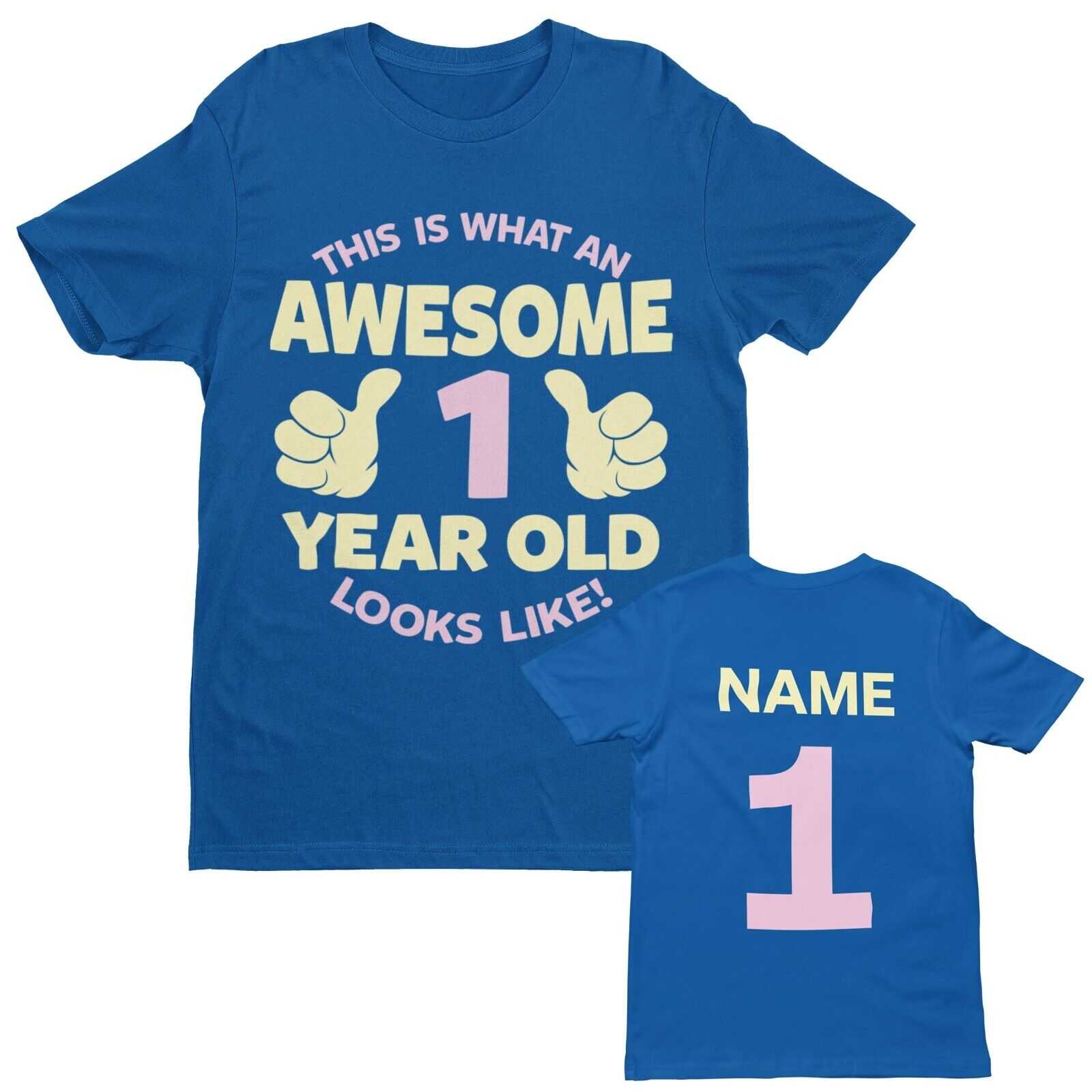 Personalised Girls 1st Birthday T-Shirt Awesome 1 Year Old NAME AND AGE ON BACK T-Shirt Gift