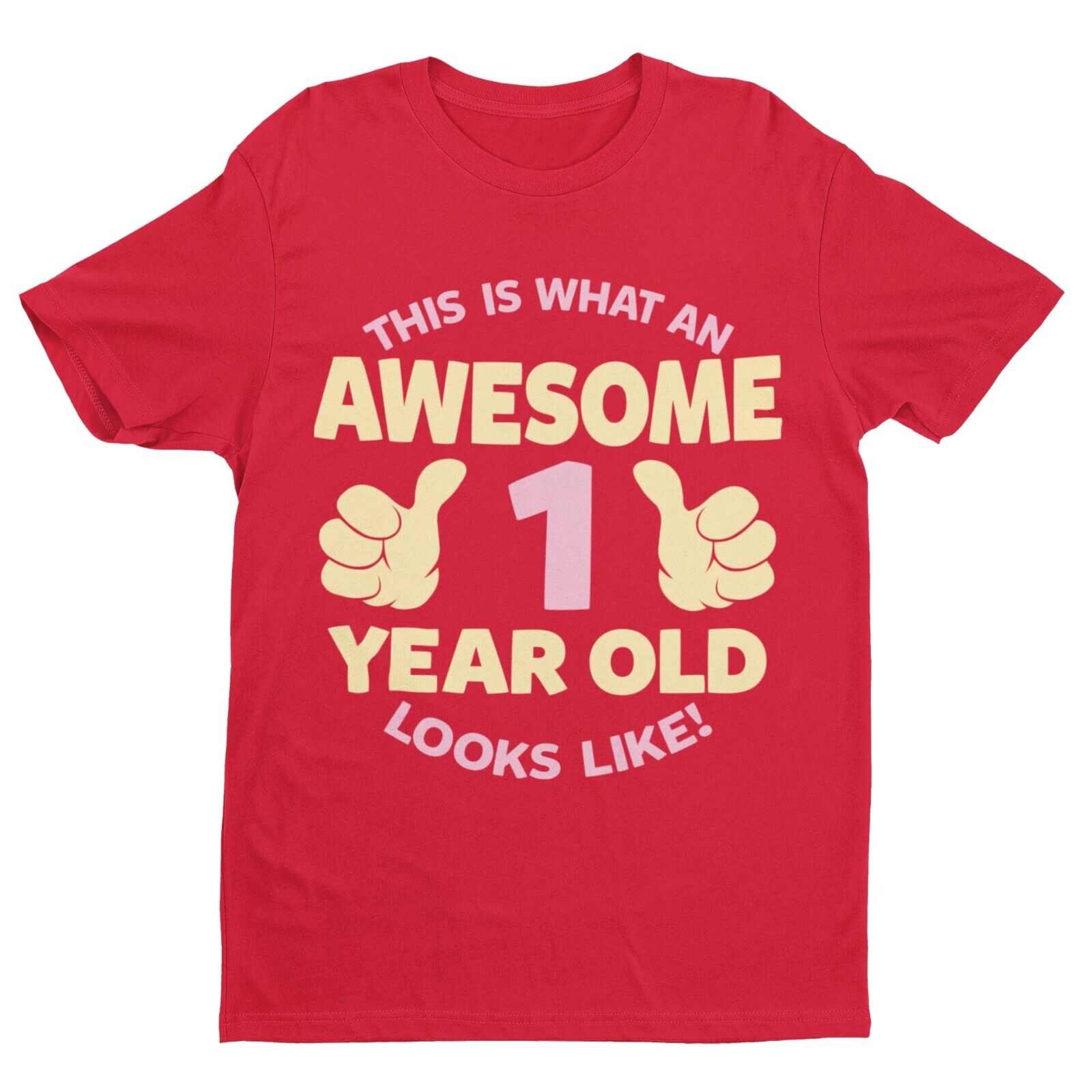 Personalised Girls 1st Birthday T-Shirt Awesome 1 Year Old NAME AND AGE ON BACK T-Shirt Gift