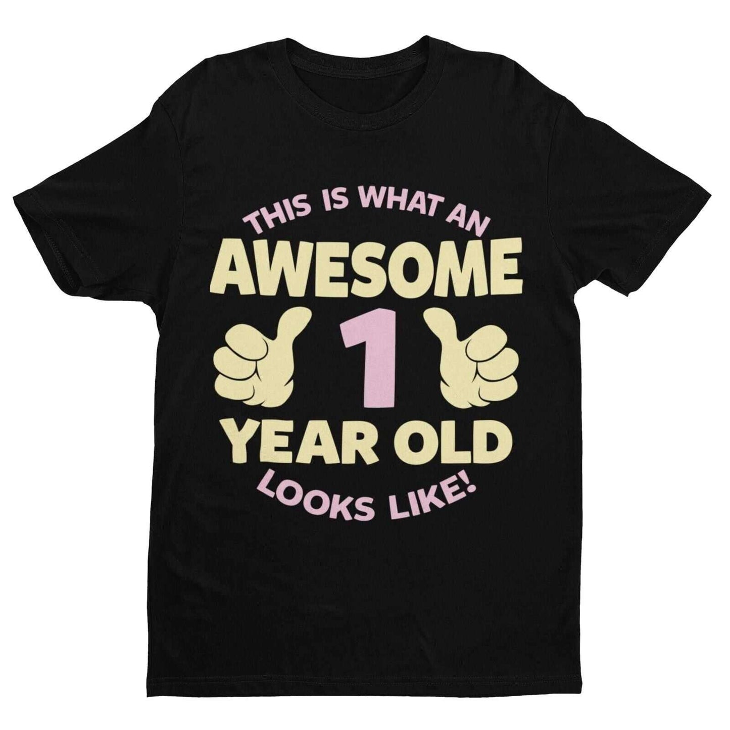 Personalised Girls 1st Birthday T-Shirt Awesome 1 Year Old NAME AND AGE ON BACK T-Shirt Gift