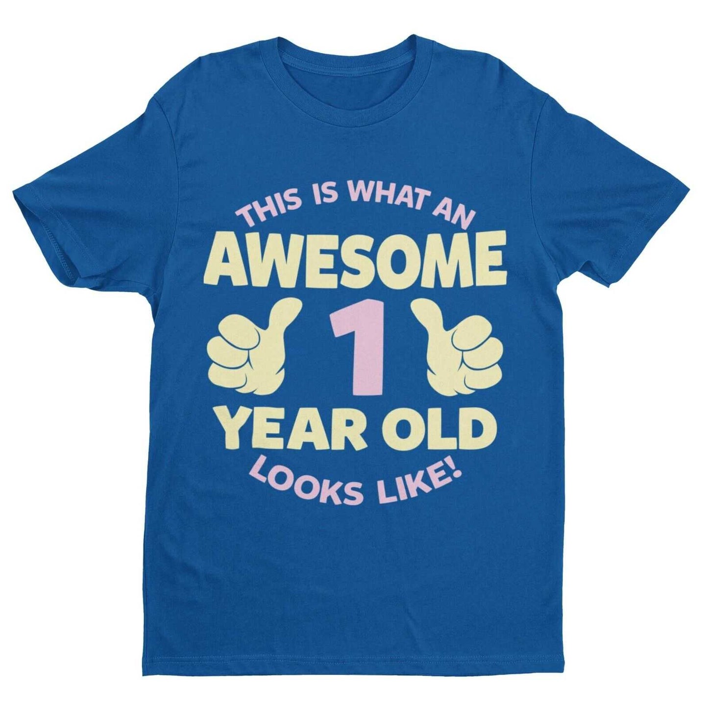 Personalised Girls 1st Birthday T-Shirt Awesome 1 Year Old NAME AND AGE ON BACK T-Shirt Gift