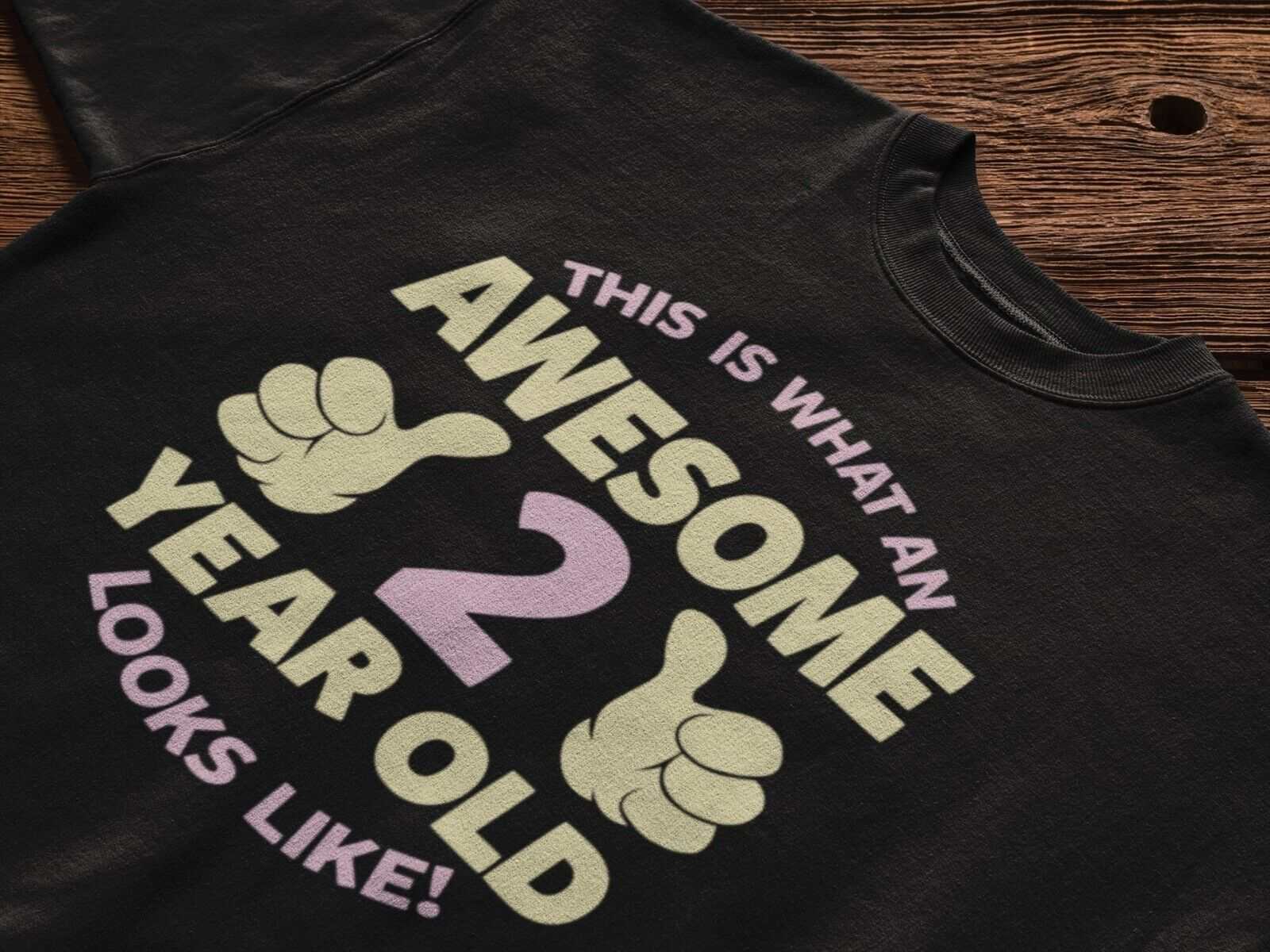 Personalised Girls 2nd Birthday T-Shirt Awesome 2 Year Old NAME AND AGE ON BACK T-Shirt Gift