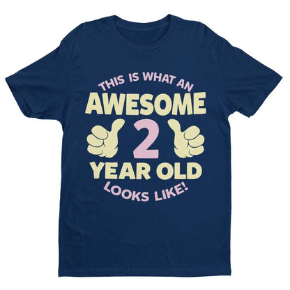 Personalised Girls 2nd Birthday T-Shirt Awesome 2 Year Old NAME AND AGE ON BACK T-Shirt Gift
