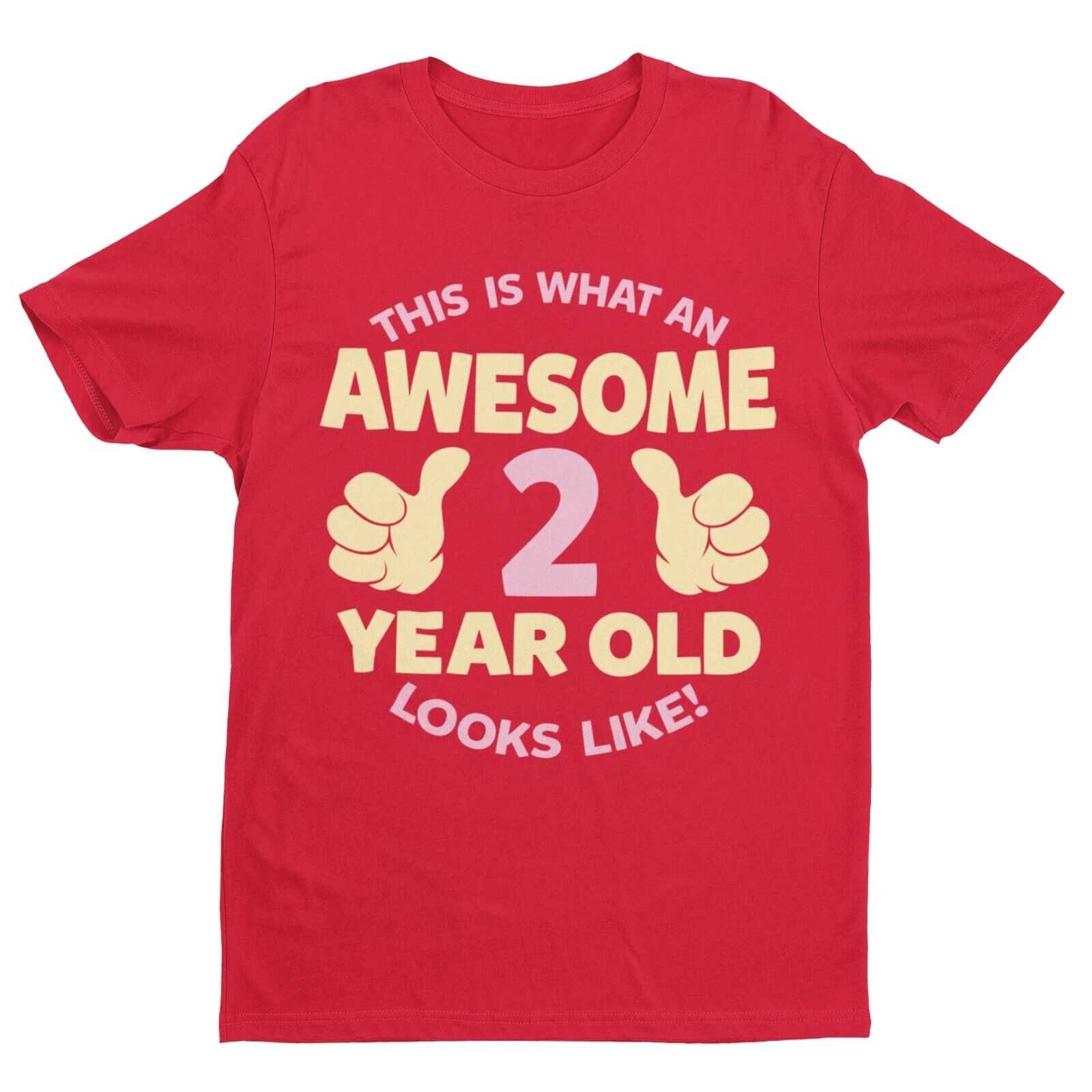 Personalised Girls 2nd Birthday T-Shirt Awesome 2 Year Old NAME AND AGE ON BACK T-Shirt Gift