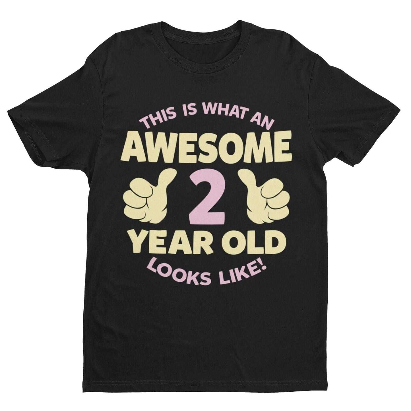 Personalised Girls 2nd Birthday T-Shirt Awesome 2 Year Old NAME AND AGE ON BACK T-Shirt Gift