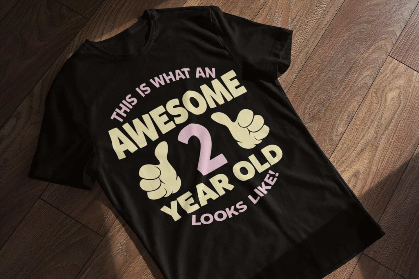 Personalised Girls 2nd Birthday T-Shirt Awesome 2 Year Old NAME AND AGE ON BACK T-Shirt Gift