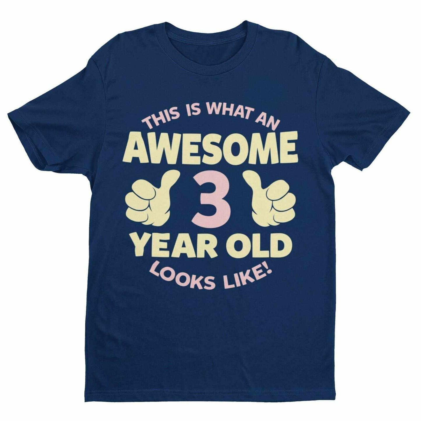 Personalised Girls 3rd Birthday T-Shirt Awesome 3 Year Old NAME AND AGE ON BACK T-Shirt Gift