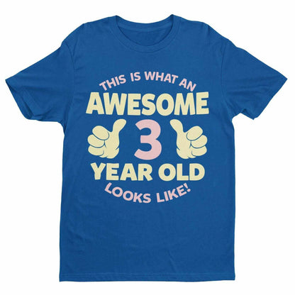 Personalised Girls 3rd Birthday T-Shirt Awesome 3 Year Old NAME AND AGE ON BACK T-Shirt Gift