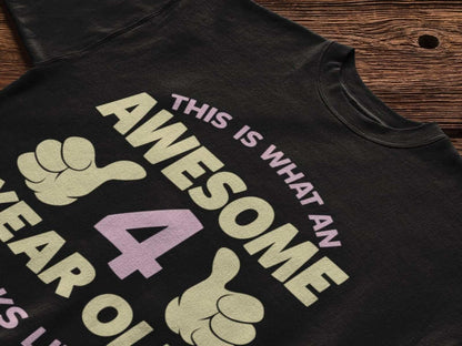 Personalised Girls' 4th Birthday T-Shirt - Name & Age, supporting product image 7