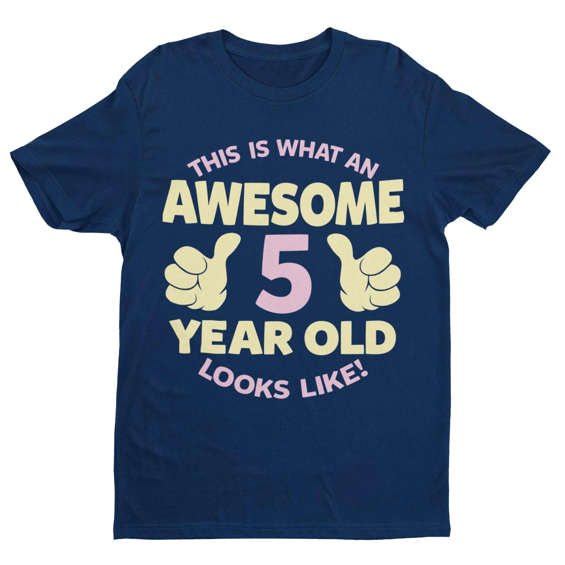 Personalised Girls 5th Birthday T-Shirt Awesome 5 Year Old Name & Age On Back T-Shirt Gift