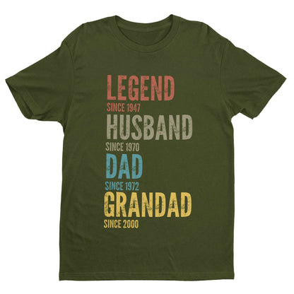 Personalised Grandad, Dad, Husband, Legend T-Shirt - Customisable Gift T-Shirt