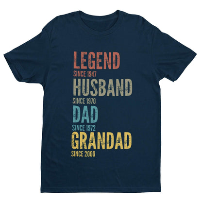 Personalised Grandad, Dad, Husband, Legend T-Shirt - Customisable Gift T-Shirt