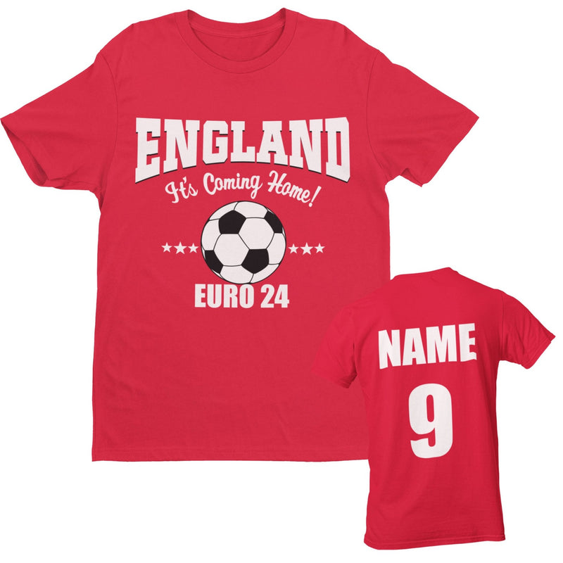 Personalised Kids ENGLAND EURO 2024 T Shirt with Name and Number on Back - Galaxy Tees