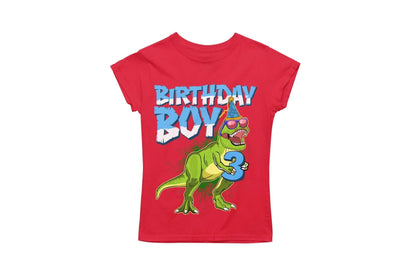 Personalised Kids' 3rd Birthday Dinosaur T-Shirt, ordering and care information