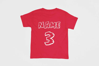 Galaxy Tees kids' T-shirt size guide for Personalised Kids' 3rd Birthday Dinosaur T-Shirt