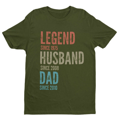 Personalised Legend Husband Dad T-Shirt - Fully Customisable Text & Dates T-Shirt Gift