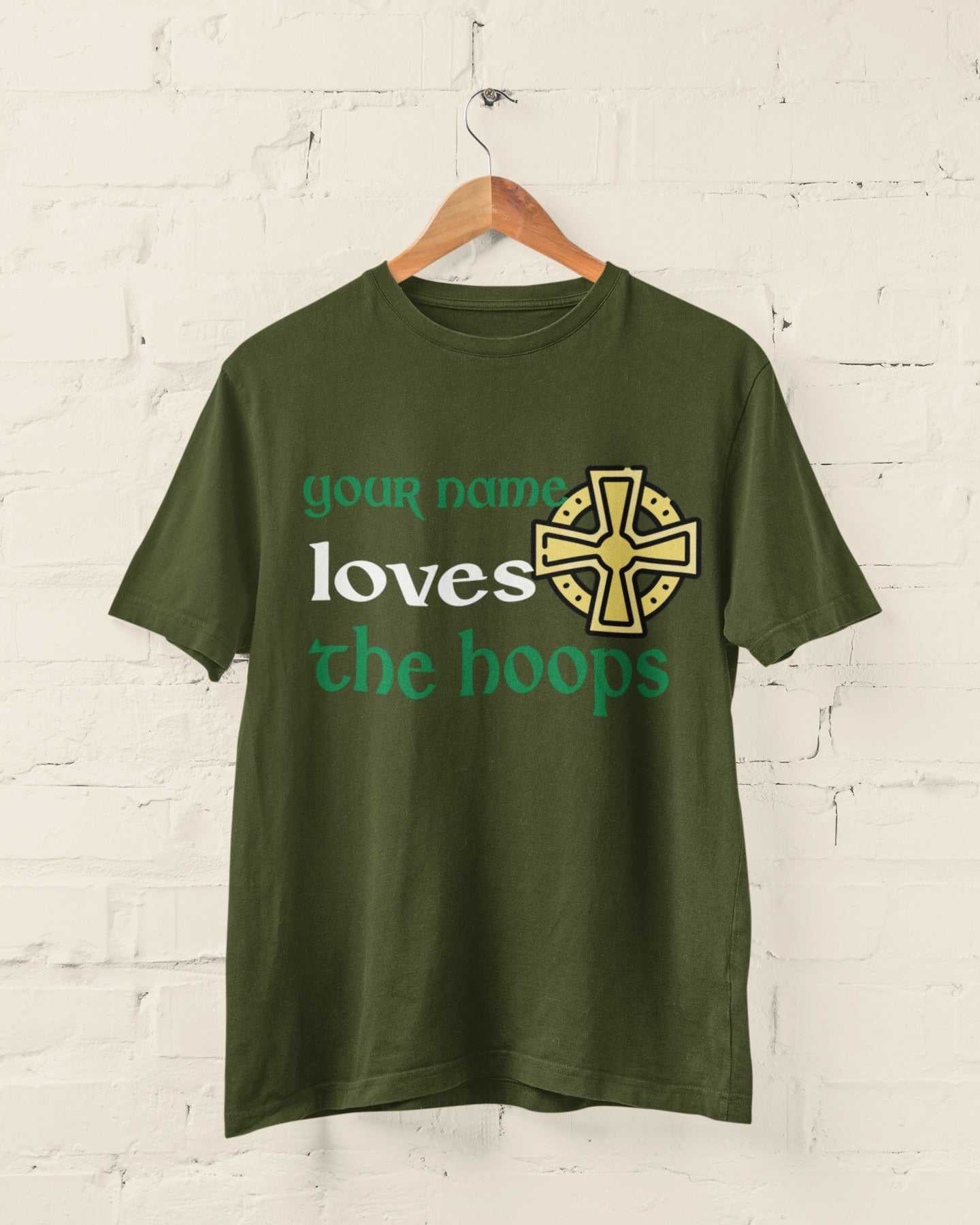 Personalised "Loves The Hoops" Celtic - Inspired T-Shirt - Custom Name Fan T-Shirt T-Shirt