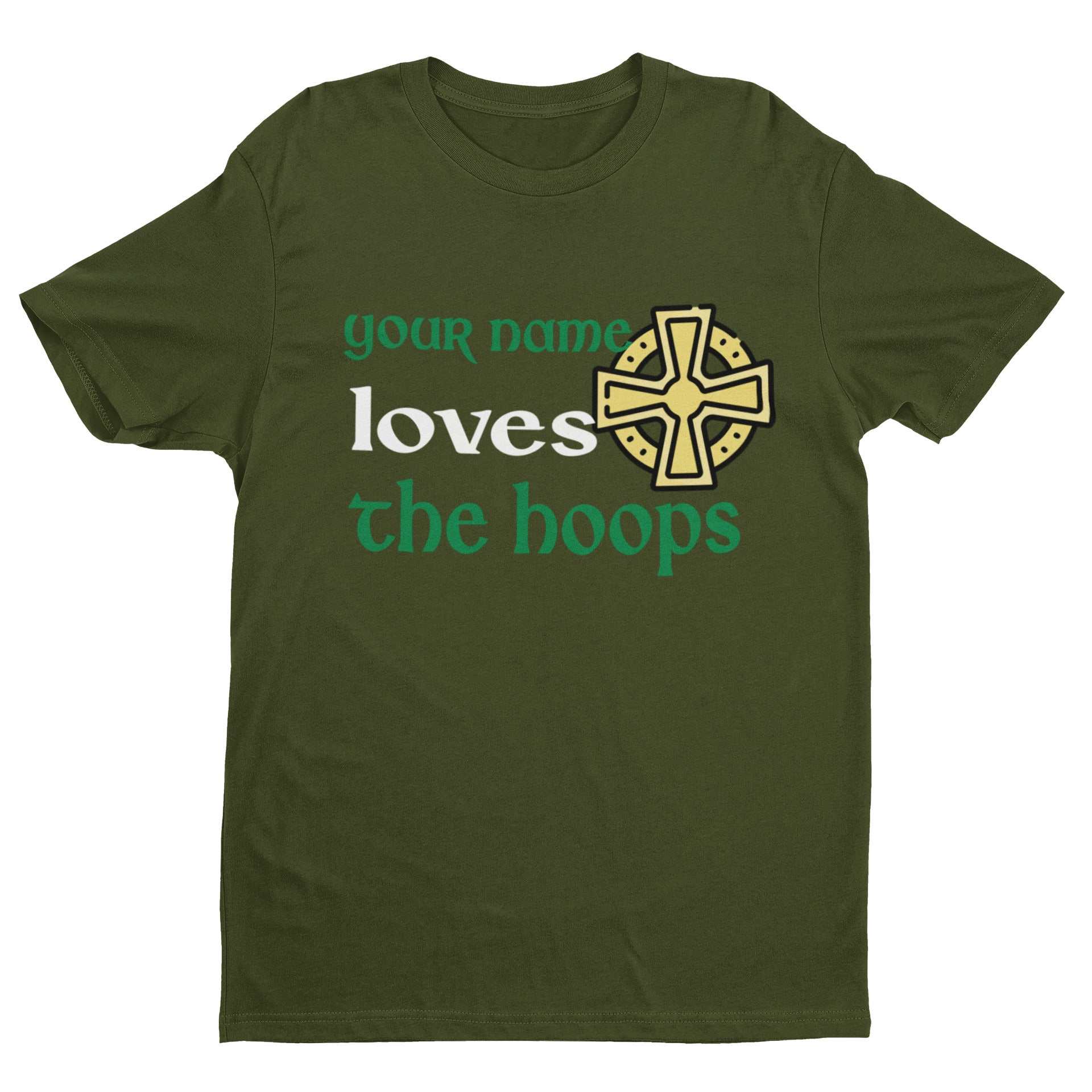 Personalised "Loves The Hoops" Celtic - Inspired T-Shirt - Custom Name Fan T-Shirt T-Shirt
