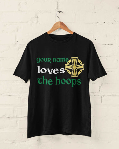 Personalised "Loves the Hoops" Kids'' T-Shirt - Custom Name Football Fan Of Celtic T-Shirt Gift