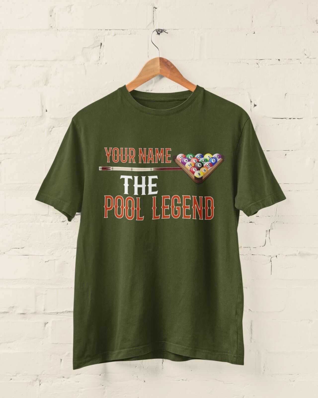 Personalised Pool T-Shirt YOUR NAME The POOL LEGEND Gift Player Pub Funny T-Shirt