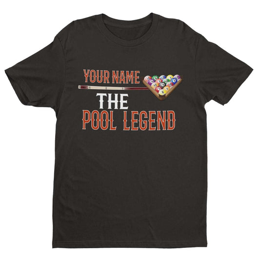 Personalised Pool T-Shirt YOUR NAME The POOL LEGEND Gift Player Pub Funny T-Shirt