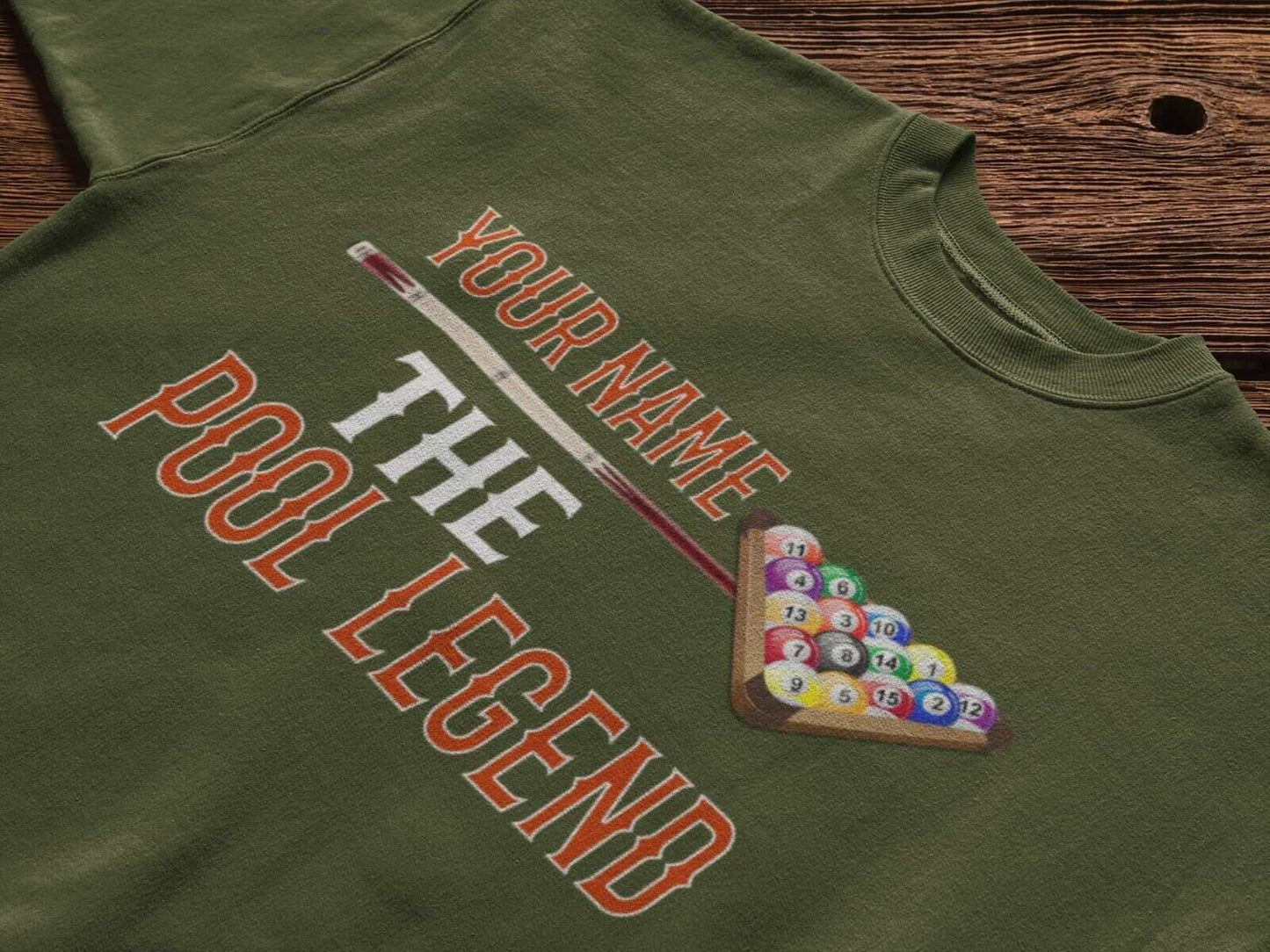 Personalised Pool T-Shirt YOUR NAME The POOL LEGEND Gift Player Pub Funny T-Shirt