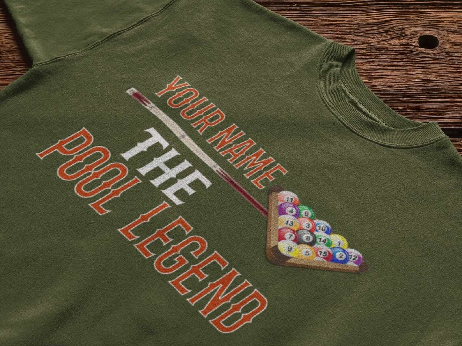 Personalised Pool T-Shirt YOUR NAME The POOL LEGEND Gift Player Pub Funny T-Shirt