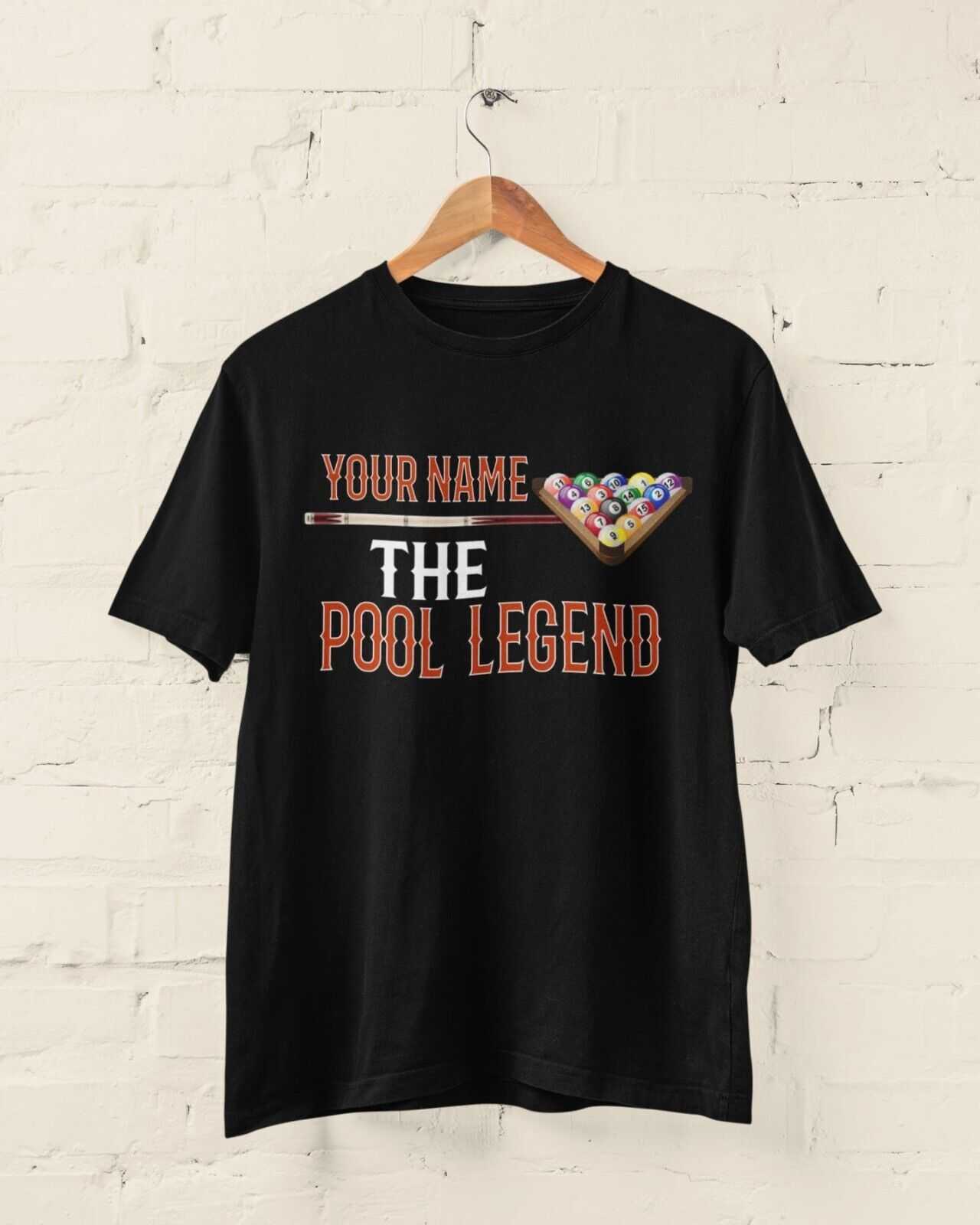 Personalised Pool T-Shirt YOUR NAME The POOL LEGEND Gift Player Pub Funny T-Shirt