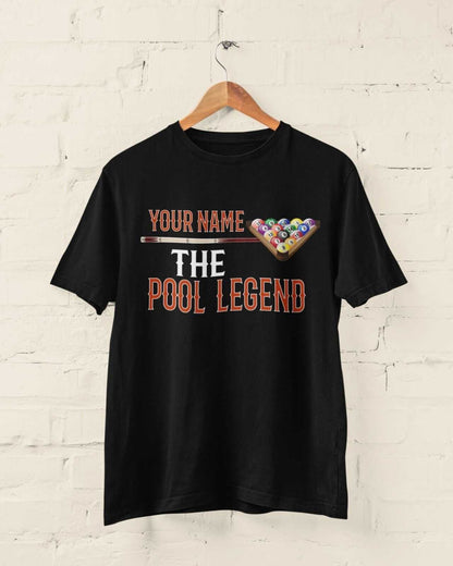 Personalised Pool T-Shirt YOUR NAME The POOL LEGEND Gift Player Pub Funny T-Shirt